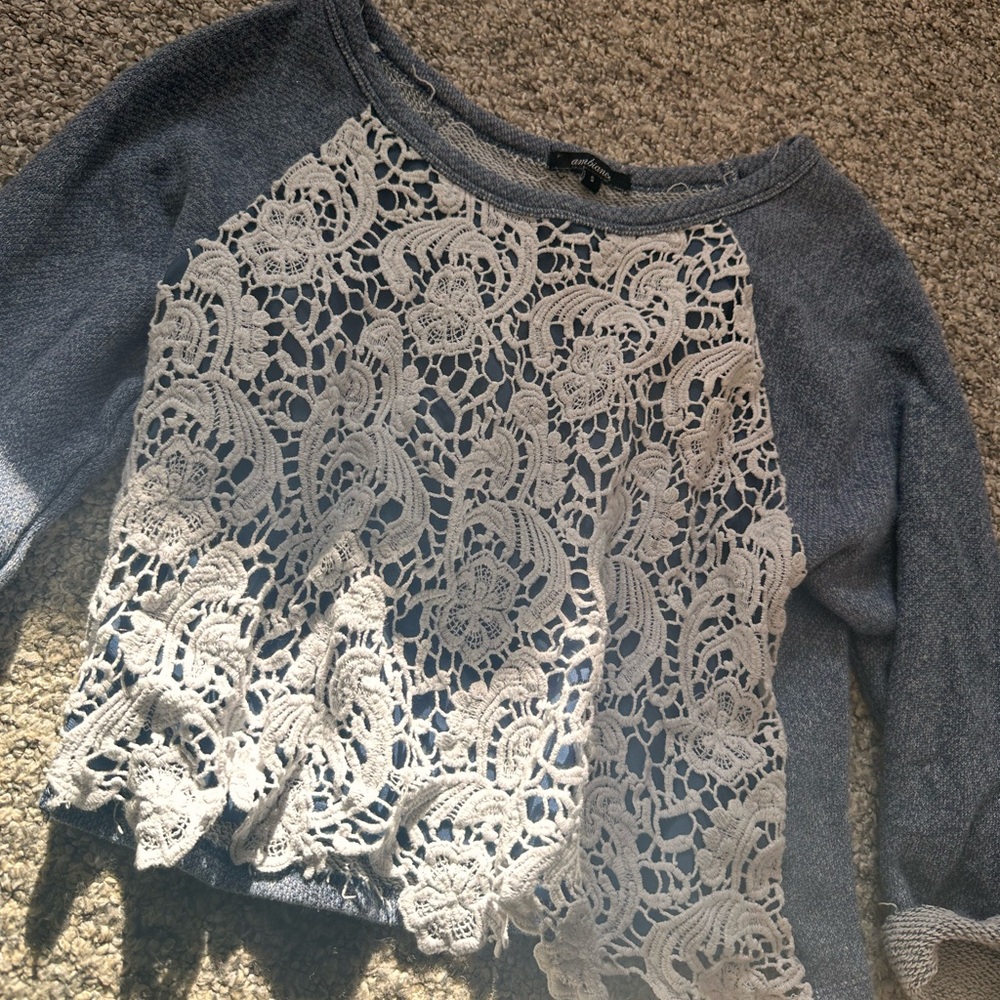 Ambiance apparel light purple lace top